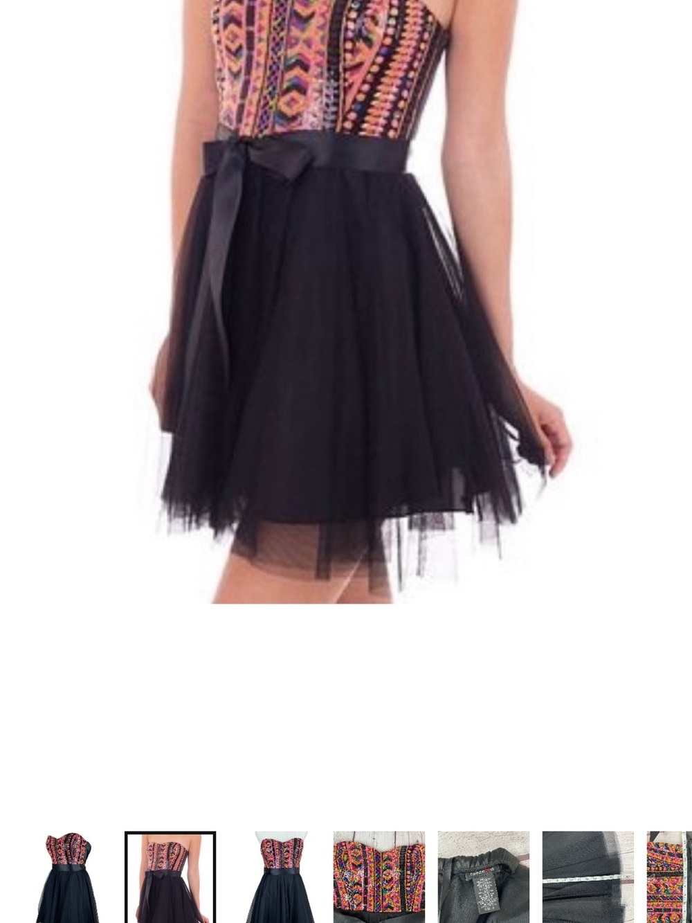 Teeze Me Strapless Sequin Homecoming Mini Dress Size 3 Black Pink Orange Coral